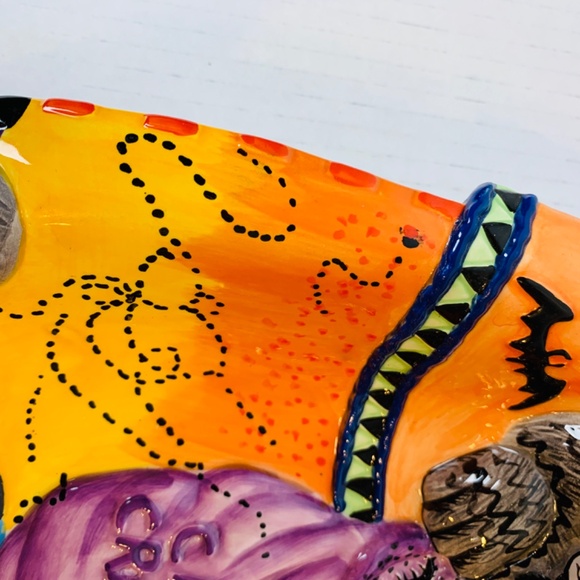 Fitz and Floyd Kitty Witches Ceramic Candy Dish 10" Creepy Crawlies NO BOX Cat - Picture 7 of 16